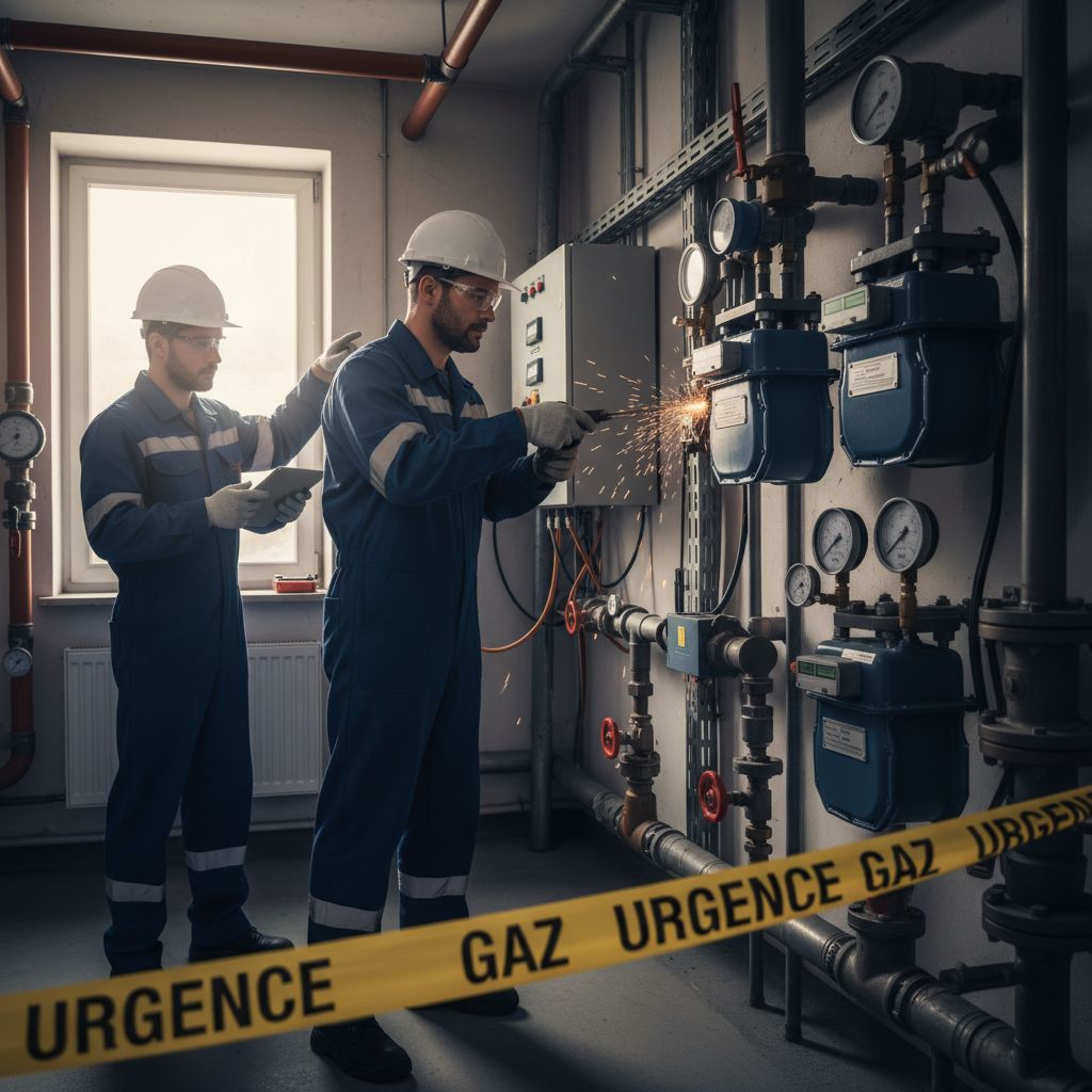 Technicien certifié intervenant en urgence sur une installation gaz