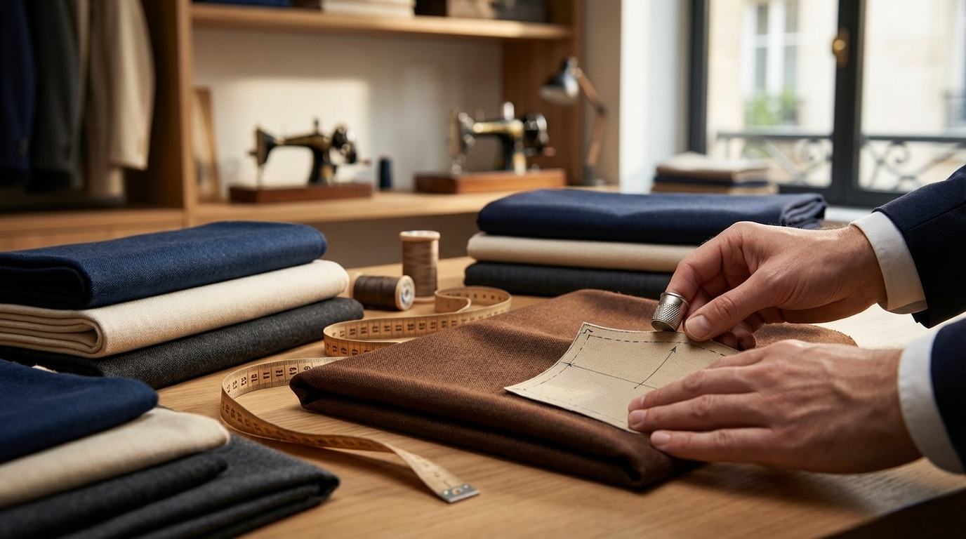 Atelier de confection de costume sur mesure Paris 17e, patronage et réglages de coupe