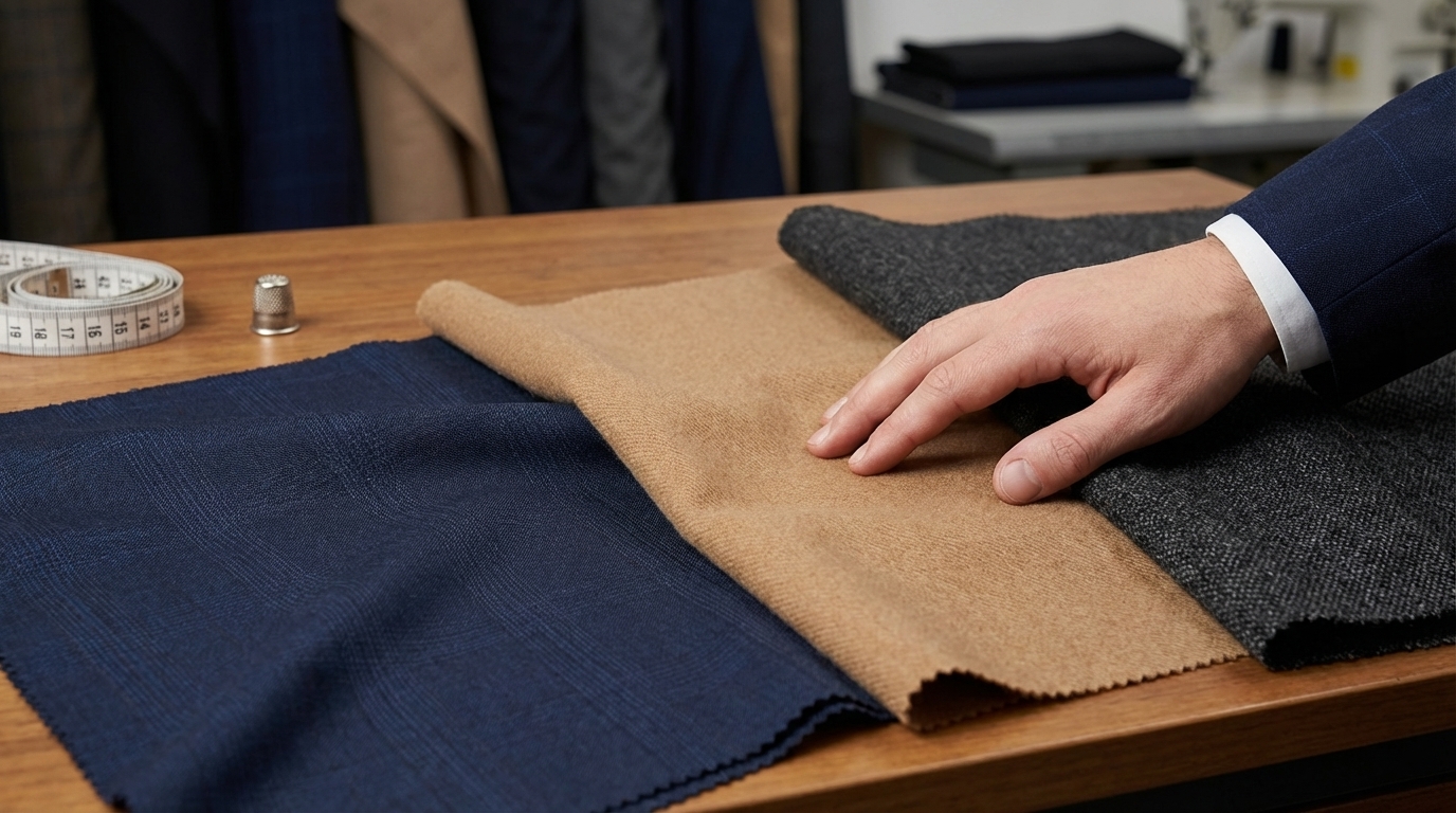 Costume sur mesure Paris 17e - Choisir la matière : toucher, tombé et comparaison concrète