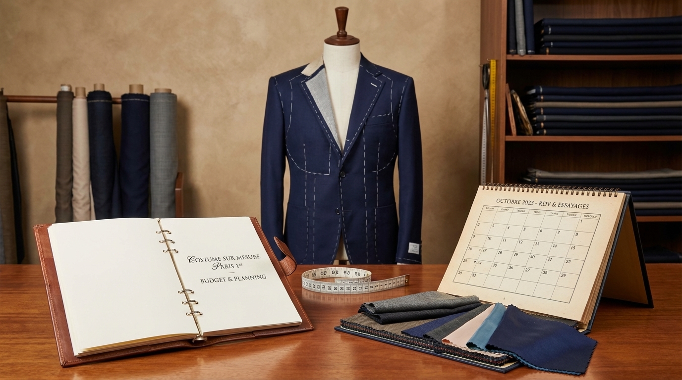 Costume sur mesure Paris 1er - Budget et planning : fourchettes de prix + calendrier réaliste