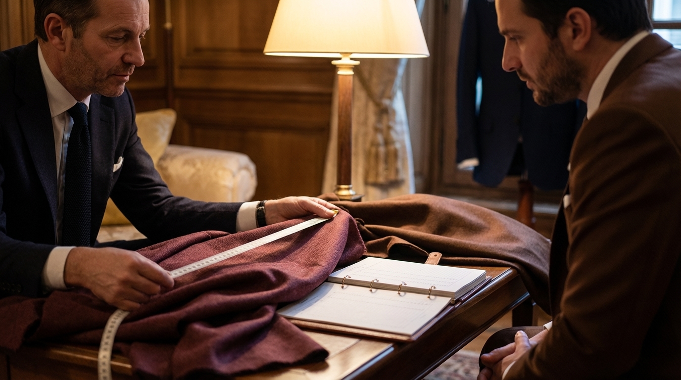 Essayage en salon privé pour un costume sur mesure Paris Haussmann Caumartin