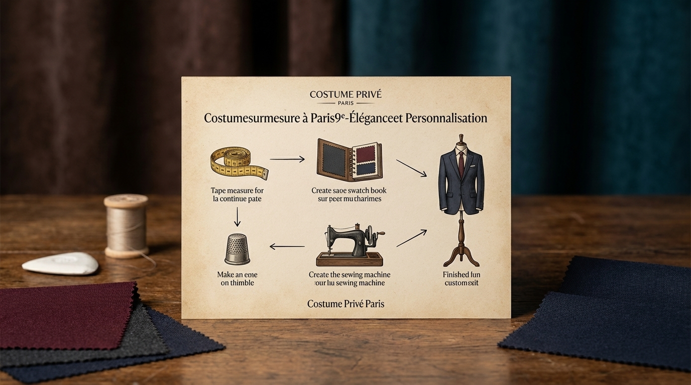 schema explicatif Costume sur mesure à Paris 9e - Élégance et Personnalisation