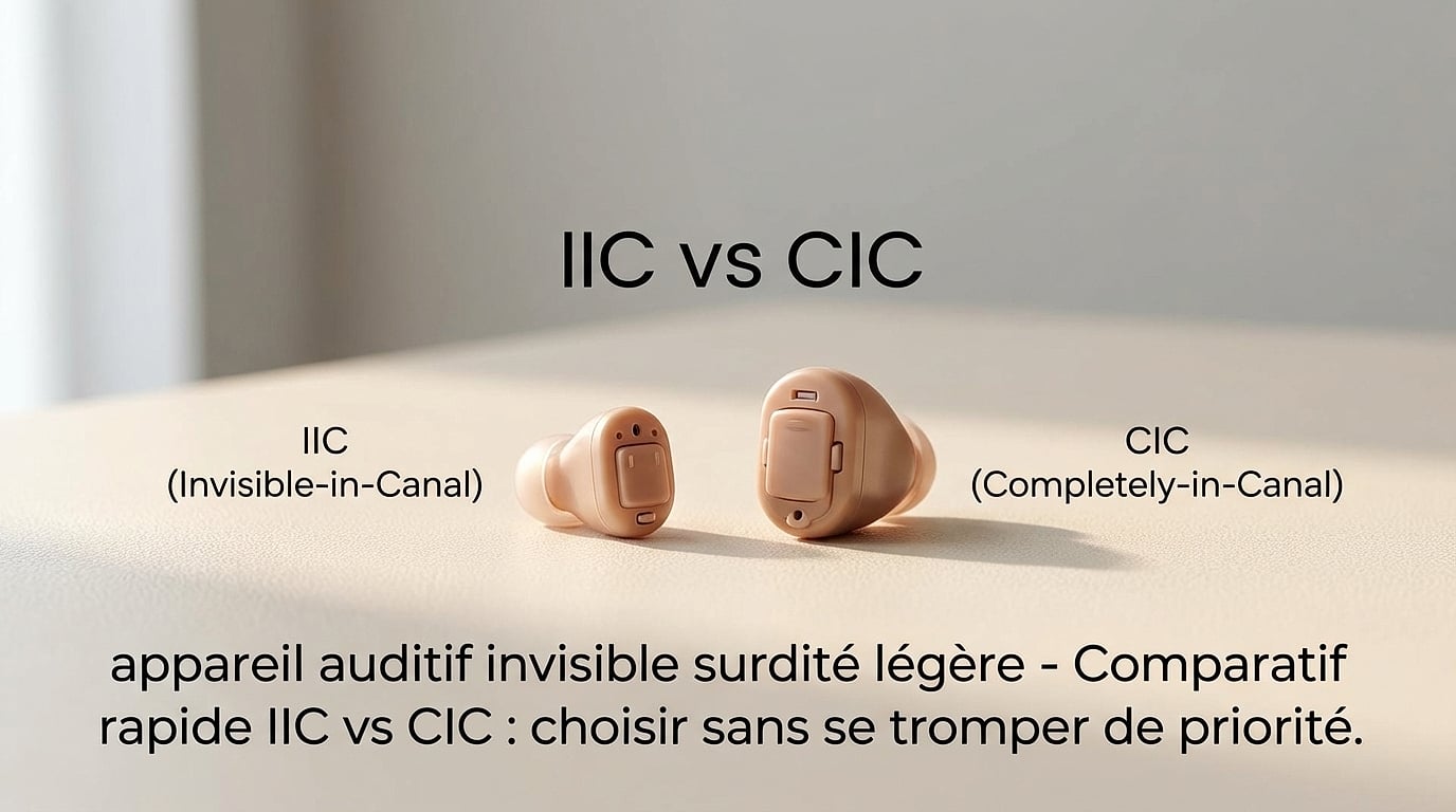 appareil auditif invisible surdité légère - Comparatif rapide IIC vs CIC : choisir sans se tromper de priorité
