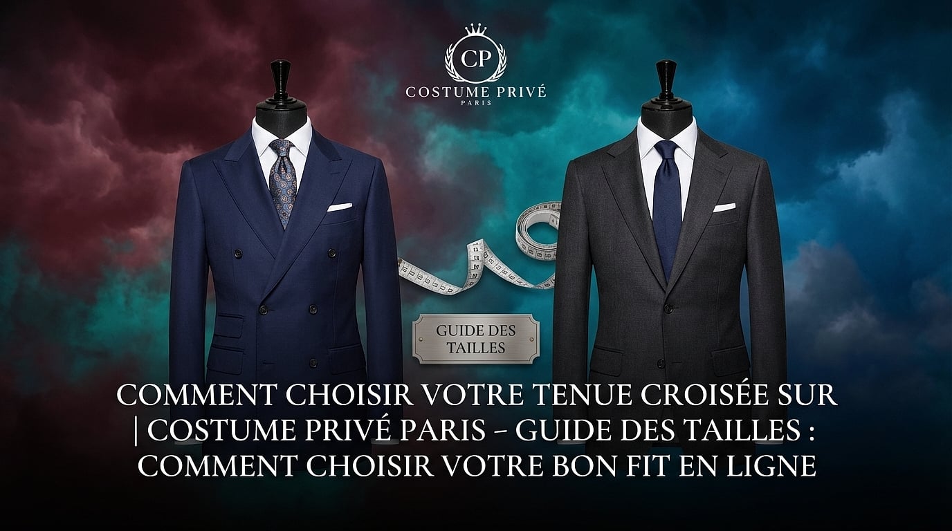 Comment choisir votre tenue croisée sur | Costume Privé Paris - Guide des tailles : comment choisir votre bon fit en lig