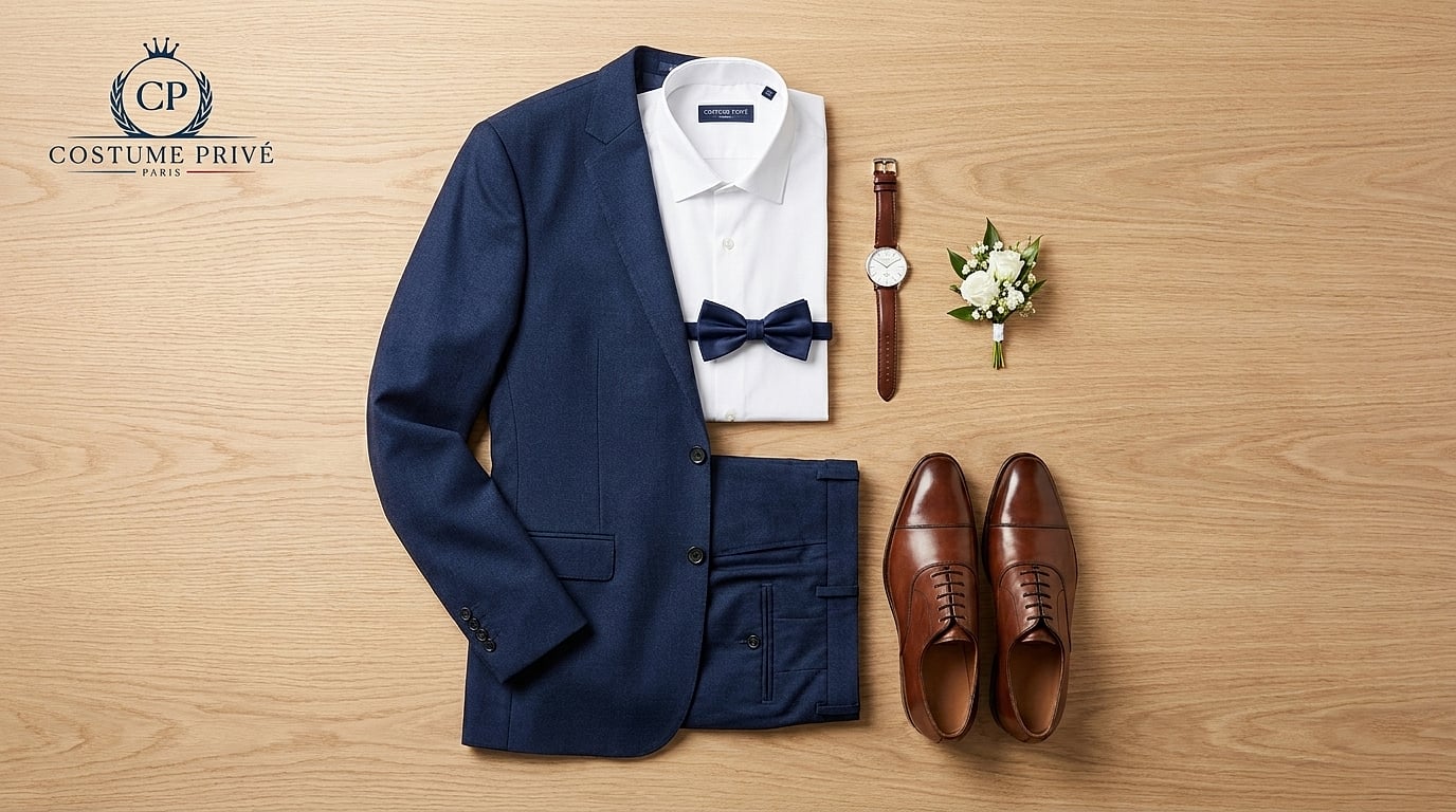 Accessoires costume mariage bleu