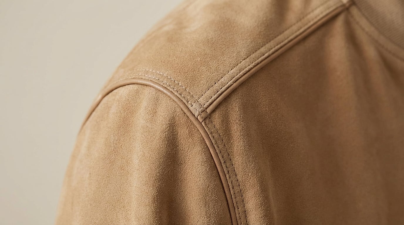 Détail couture et surpiqûres pour un costume homme luxe sur-mesure