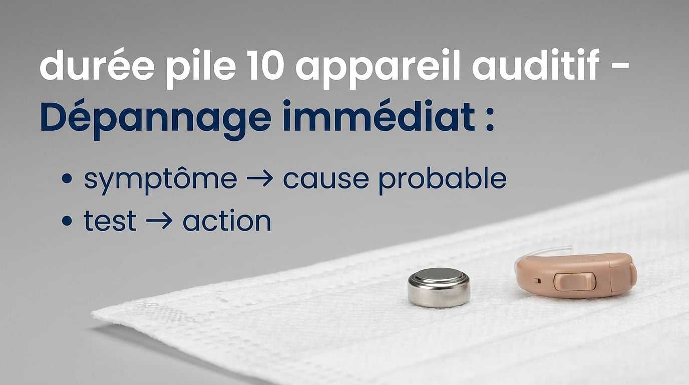 durée pile 10 appareil auditif - Dépannage immédiat : symptôme → cause probable → test → action