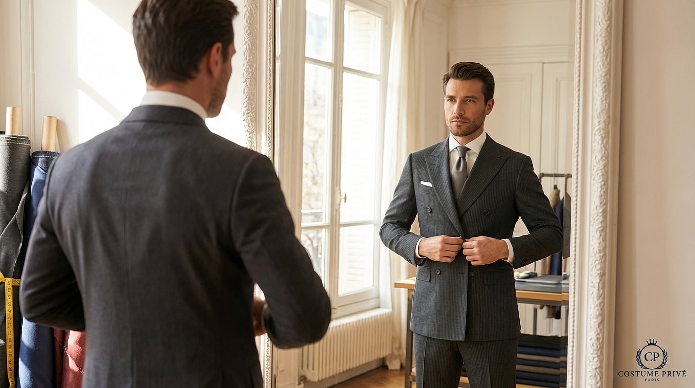 Veste croisée boutonnée, contrôle rapide du tombé et des devants