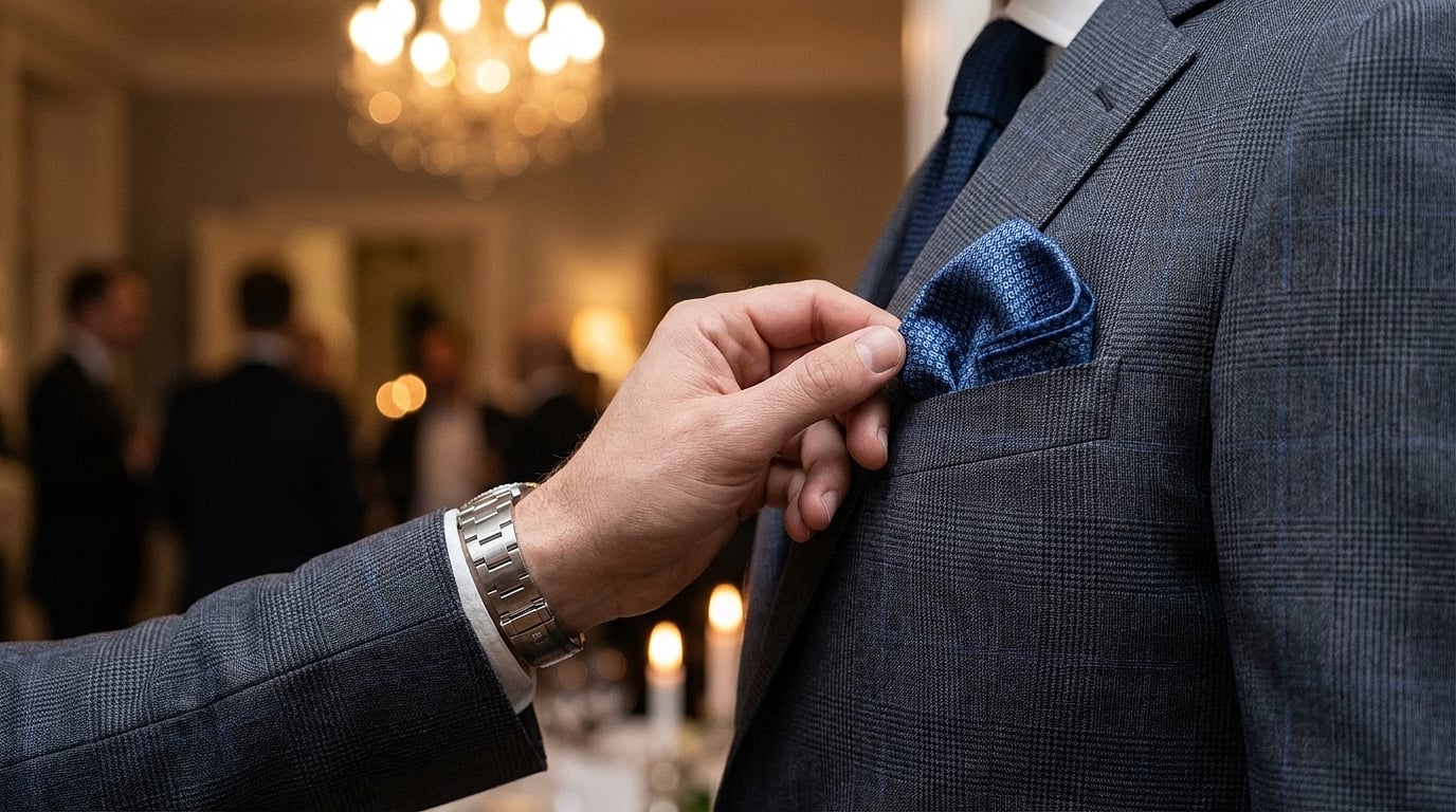 Insertion et ajustement final de la pochette de veste pour un pli stable