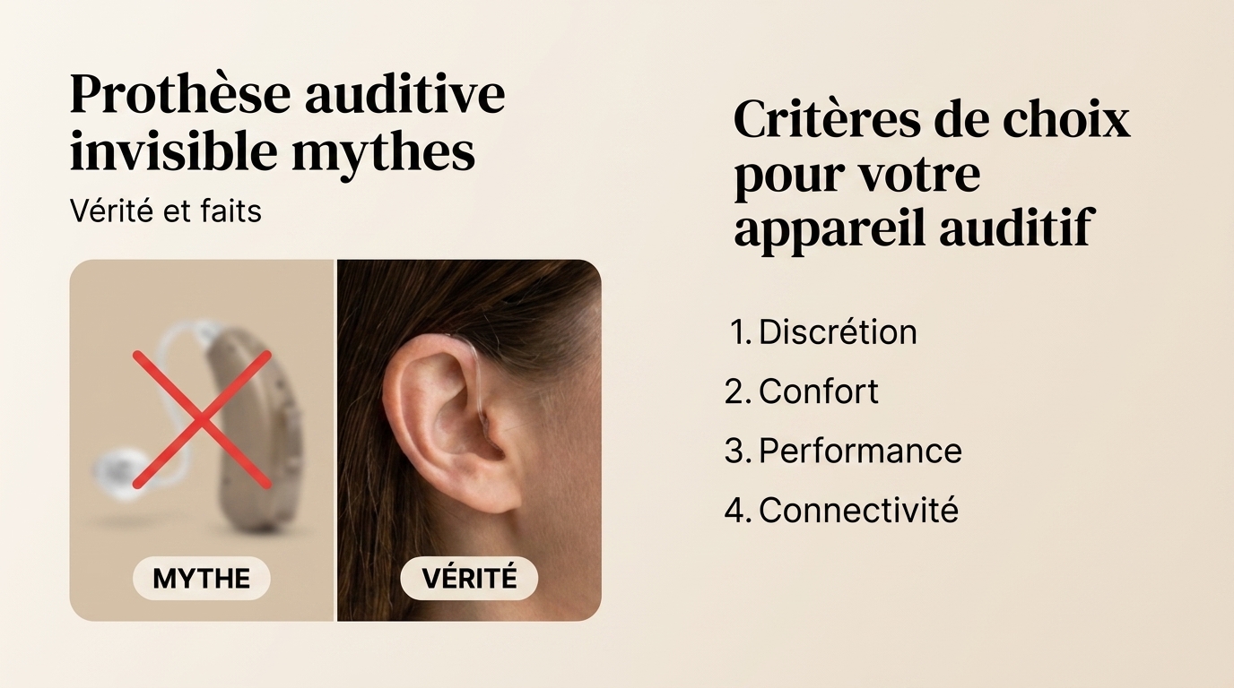 Prothèse auditive invisible mythes | Vérité et faits - Critères de choix pour votre appareil auditif