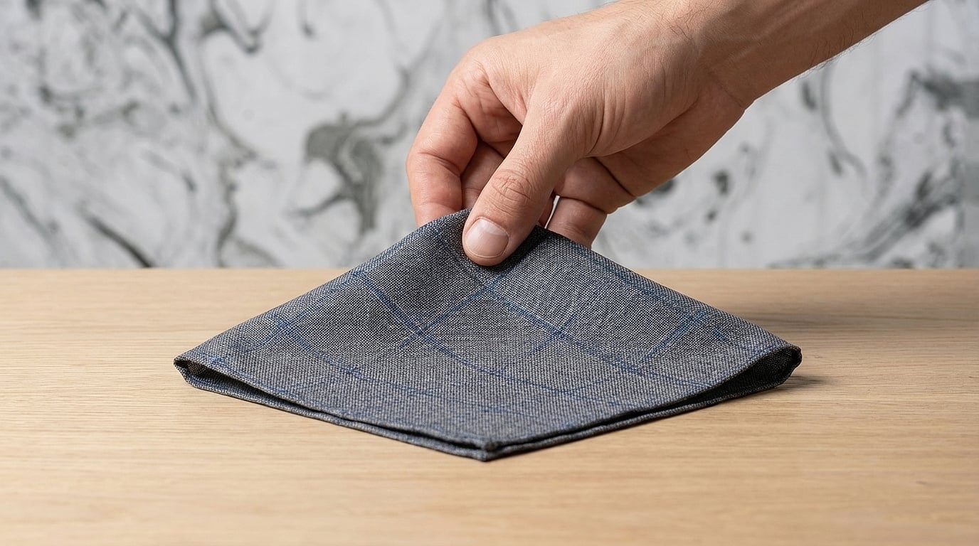 Préparation de la pochette de veste : repère central et épaisseur proche de 1 cm