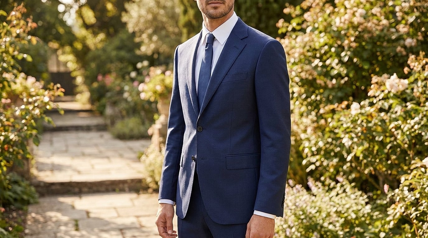 costume mariage bleu marine coupe ajustée