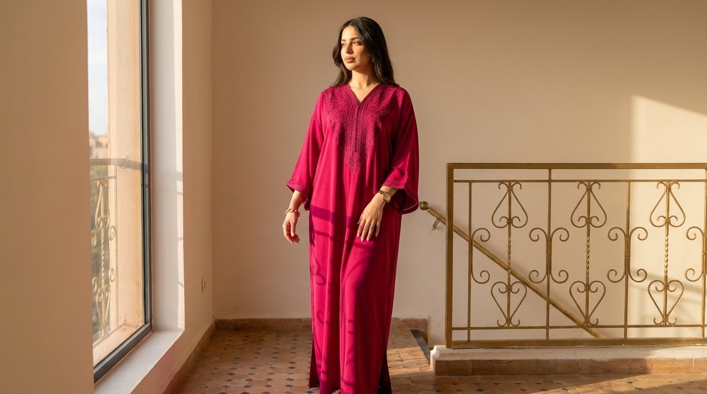 gandoura marocaine moderne en tissu fluide