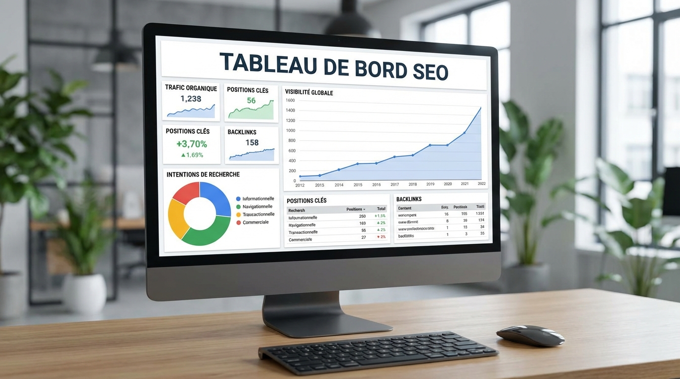 tableau de bord seo 2026 avec suivi de visibilité organique