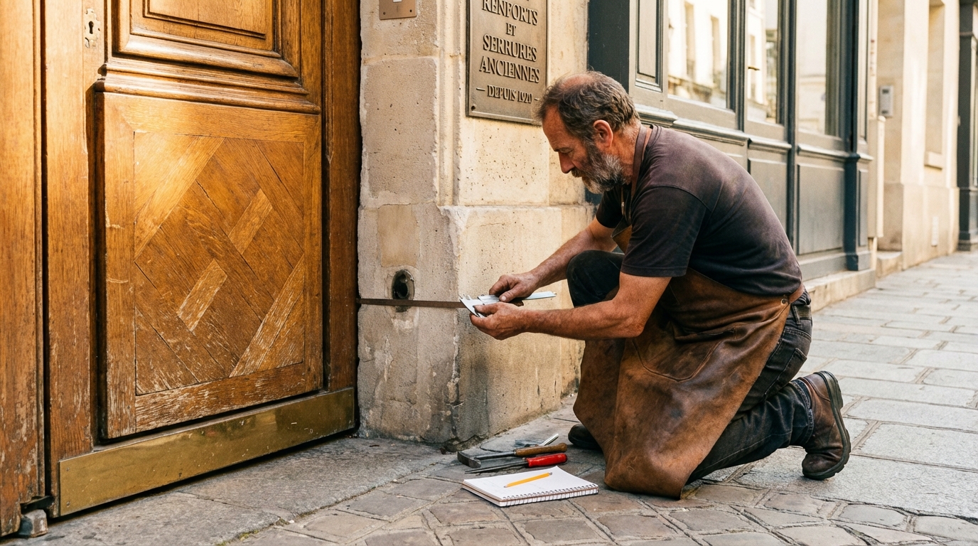Installation de cornières anti-pince | Service expert 2 pose cornières anti-pince mesure du cadre de porte