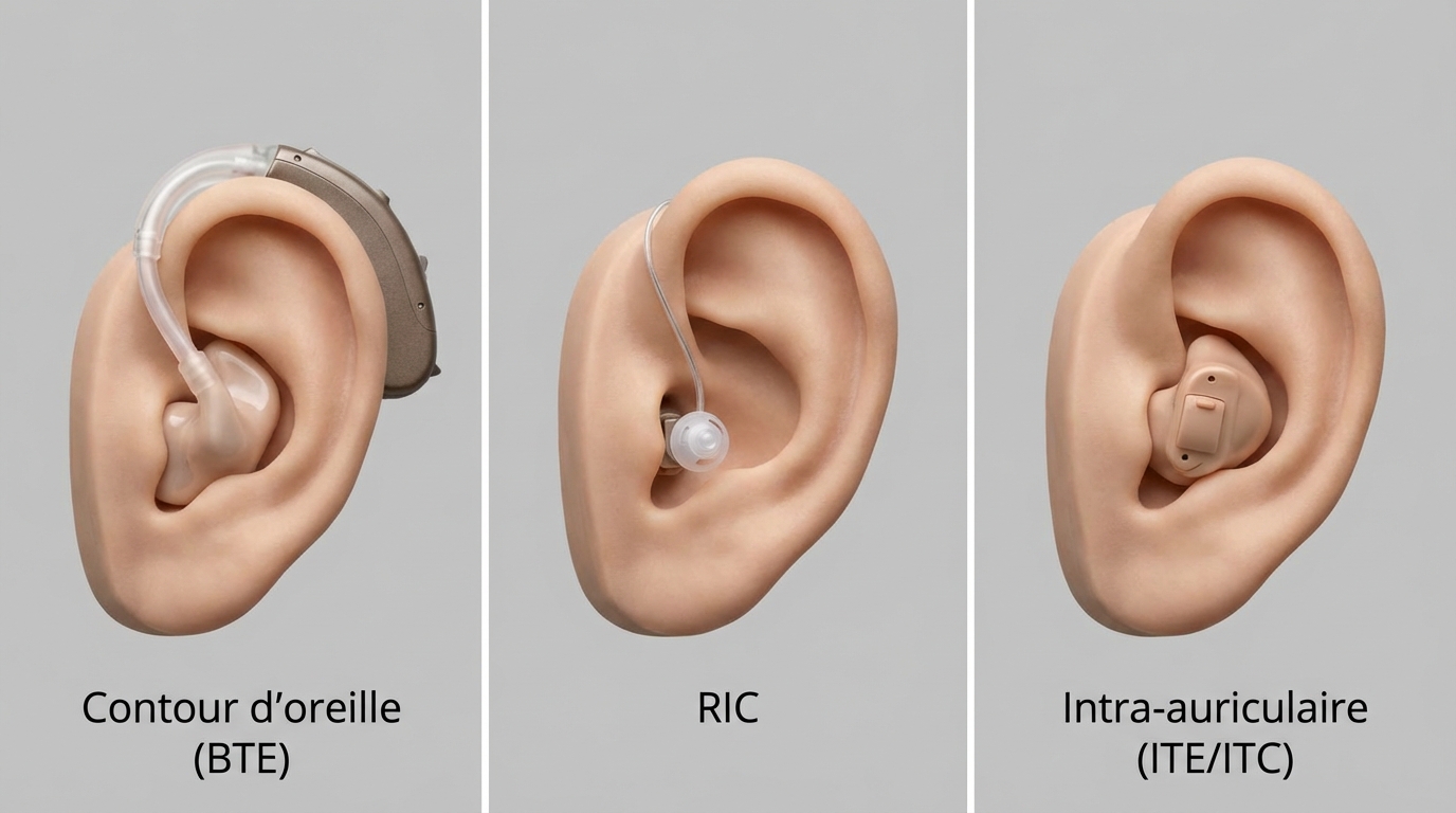 types appareils auditifs contour RIC intra