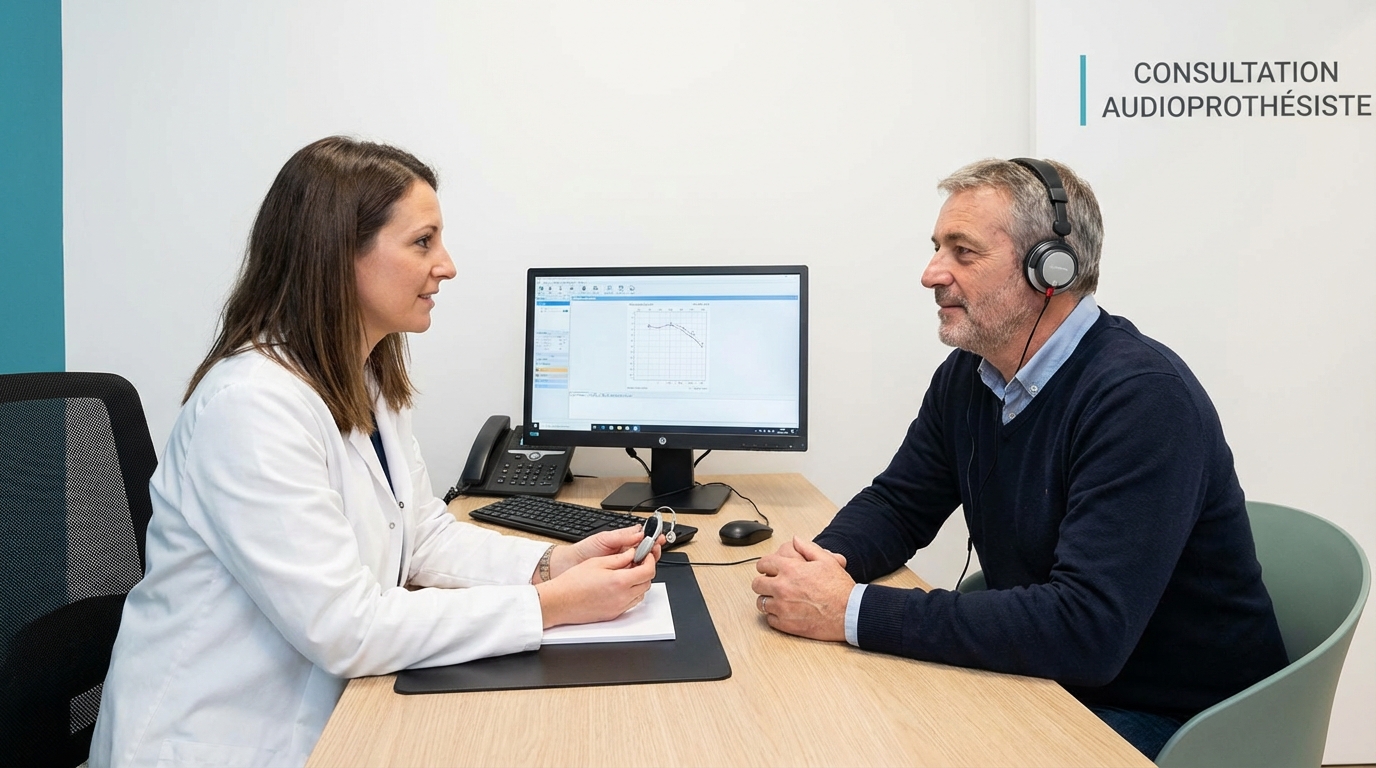 Consultation avec audioproth&eacute;siste