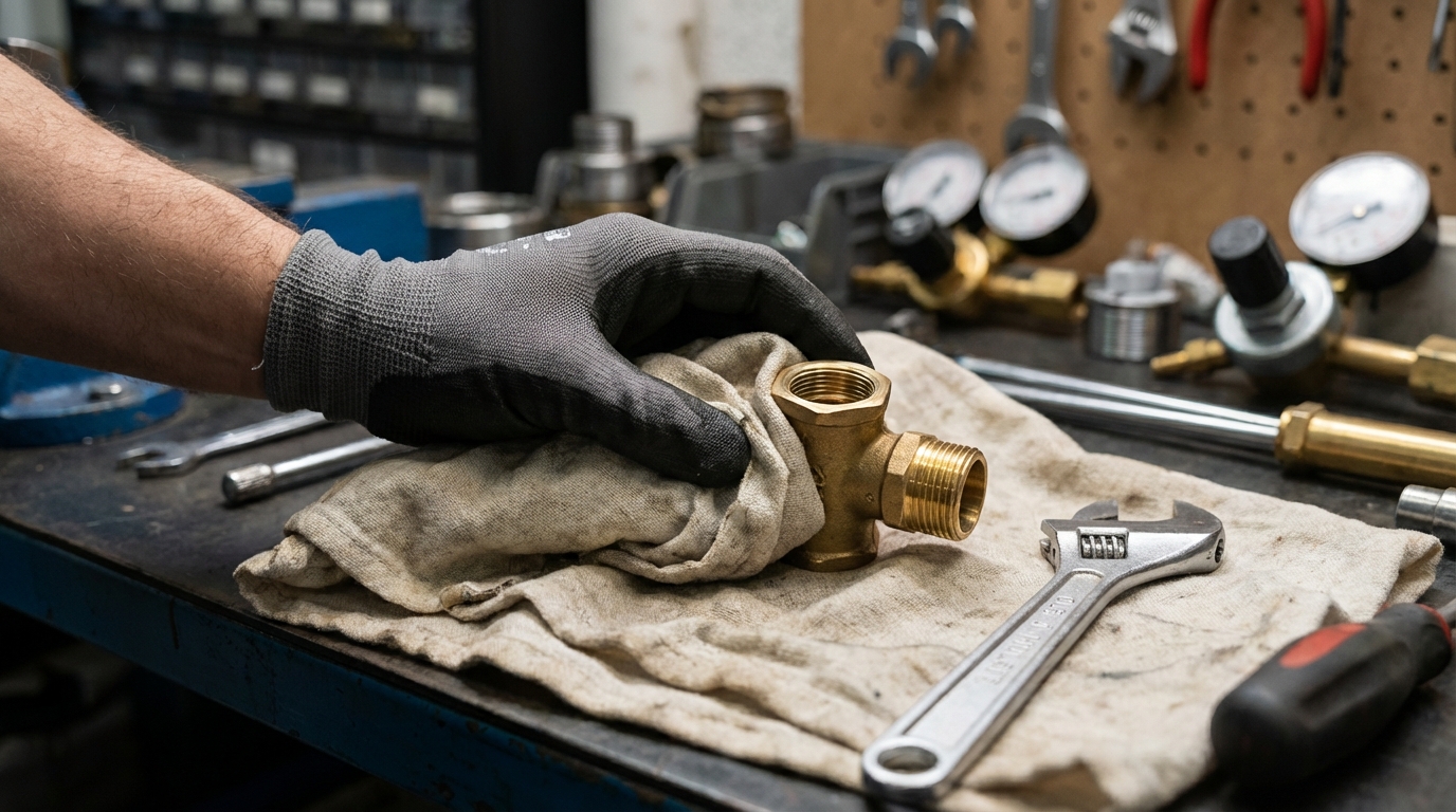 contrôle d'embase de robinet avant serrage et remise en eau