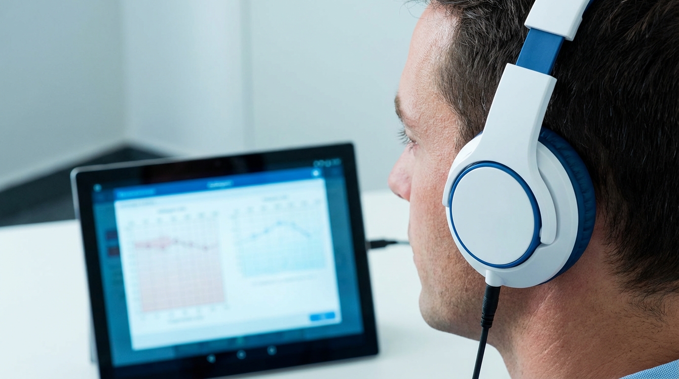 bilan auditif en ligne avec casque bien positionné