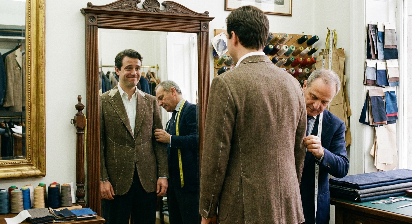 premier essayage costume sur mesure en boutique