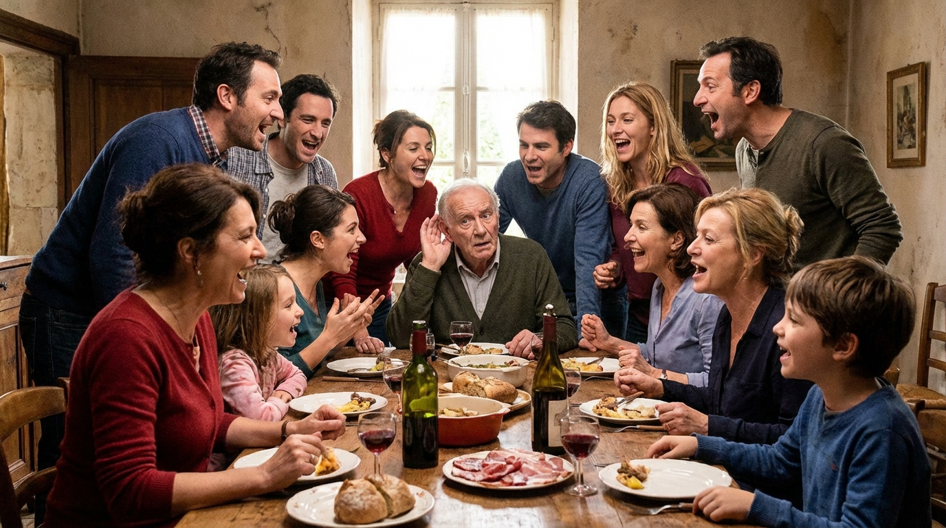 impact perte auditive relations familiales lors d'un repas