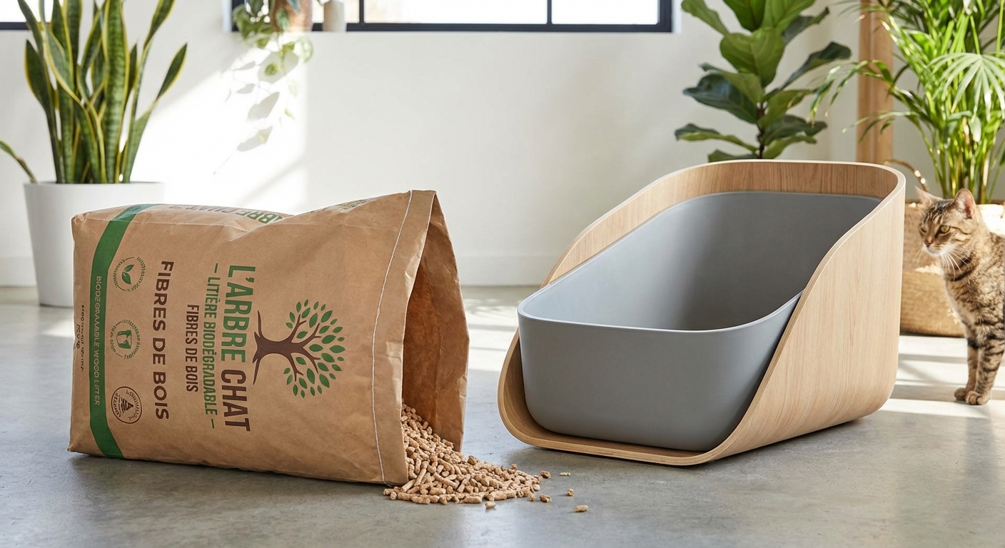 litière chat écologique haut de gamme en fibres naturelles