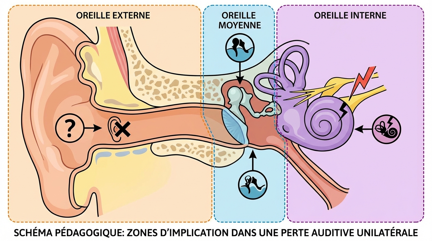 surdit&eacute; unilat&eacute;rale causes sch&eacute;ma oreille