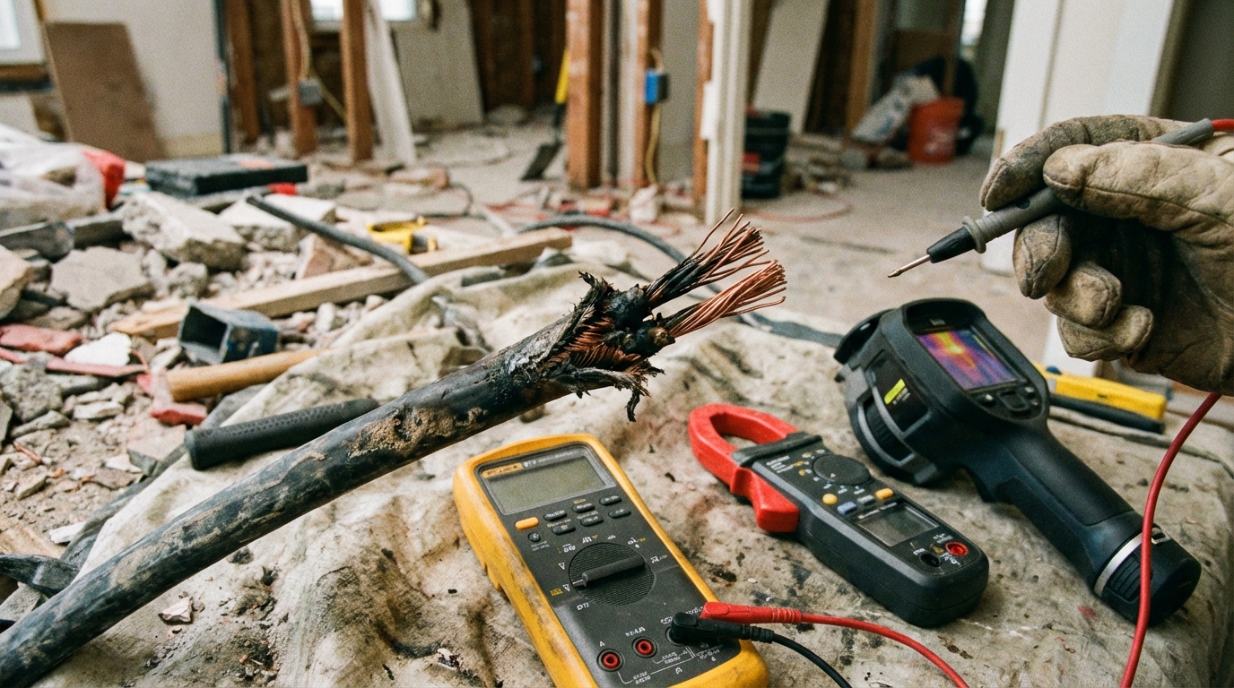 réparation câbles électriques inspection d'un câble endommagé